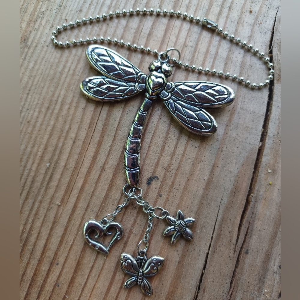 Silver Dragonfly Bag Charm